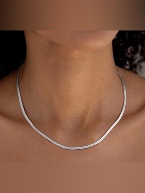 Snake Chain Silver Tone Necklace  16 Inch